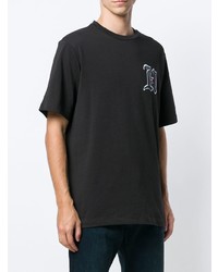 schwarzes bedrucktes T-Shirt mit einem Rundhalsausschnitt von Hilfiger Collection
