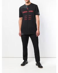 schwarzes bedrucktes T-Shirt mit einem Rundhalsausschnitt von Damir Doma