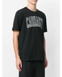 schwarzes bedrucktes T-Shirt mit einem Rundhalsausschnitt von Carhartt