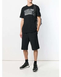 schwarzes bedrucktes T-Shirt mit einem Rundhalsausschnitt von Carhartt