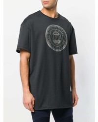 schwarzes bedrucktes T-Shirt mit einem Rundhalsausschnitt von Balmain