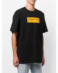 schwarzes bedrucktes T-Shirt mit einem Rundhalsausschnitt von Carhartt Heritage