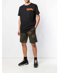 schwarzes bedrucktes T-Shirt mit einem Rundhalsausschnitt von Off-White