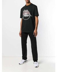 schwarzes bedrucktes T-Shirt mit einem Rundhalsausschnitt von McQ Alexander McQueen