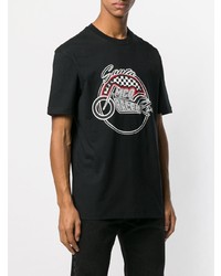 schwarzes bedrucktes T-Shirt mit einem Rundhalsausschnitt von McQ Alexander McQueen