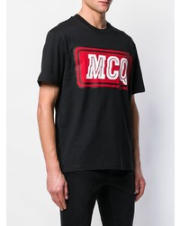 schwarzes bedrucktes T-Shirt mit einem Rundhalsausschnitt von McQ Alexander McQueen