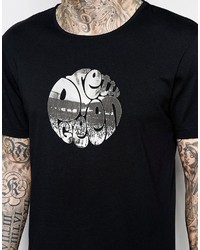 schwarzes bedrucktes T-Shirt mit einem Rundhalsausschnitt von Pretty Green