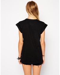 schwarzes bedrucktes T-Shirt mit einem Rundhalsausschnitt von Asos