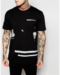 schwarzes bedrucktes T-Shirt mit einem Rundhalsausschnitt von Criminal Damage