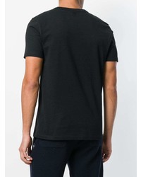 schwarzes bedrucktes T-Shirt mit einem Rundhalsausschnitt von AMI Alexandre Mattiussi