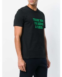 schwarzes bedrucktes T-Shirt mit einem Rundhalsausschnitt von AMI Alexandre Mattiussi