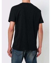 schwarzes bedrucktes T-Shirt mit einem Rundhalsausschnitt von Diesel