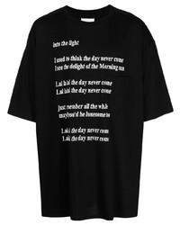 schwarzes bedrucktes T-Shirt mit einem Rundhalsausschnitt von Takahiromiyashita The Soloist