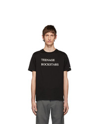 schwarzes bedrucktes T-Shirt mit einem Rundhalsausschnitt von TAKAHIROMIYASHITA TheSoloist.