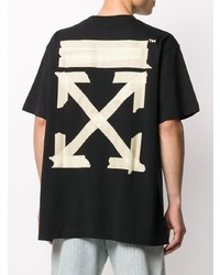 schwarzes bedrucktes T-Shirt mit einem Rundhalsausschnitt von Off-White