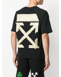 schwarzes bedrucktes T-Shirt mit einem Rundhalsausschnitt von Off-White