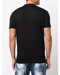 schwarzes bedrucktes T-Shirt mit einem Rundhalsausschnitt von DSQUARED2