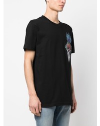 schwarzes bedrucktes T-Shirt mit einem Rundhalsausschnitt von Philipp Plein