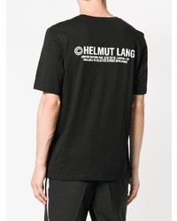 schwarzes bedrucktes T-Shirt mit einem Rundhalsausschnitt von Helmut Lang