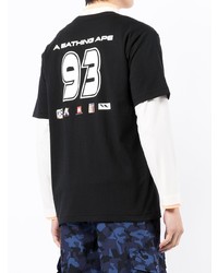 schwarzes bedrucktes T-Shirt mit einem Rundhalsausschnitt von A Bathing Ape