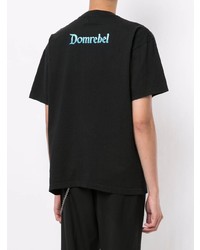 schwarzes bedrucktes T-Shirt mit einem Rundhalsausschnitt von DOMREBEL