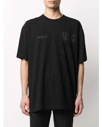 schwarzes bedrucktes T-Shirt mit einem Rundhalsausschnitt von Off-White