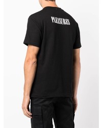 schwarzes bedrucktes T-Shirt mit einem Rundhalsausschnitt von Pleasures