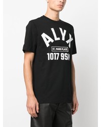 schwarzes bedrucktes T-Shirt mit einem Rundhalsausschnitt von 1017 Alyx 9Sm