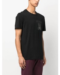 schwarzes bedrucktes T-Shirt mit einem Rundhalsausschnitt von Moschino