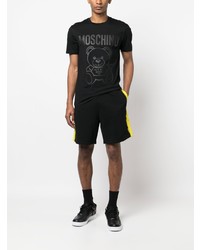 schwarzes bedrucktes T-Shirt mit einem Rundhalsausschnitt von Moschino