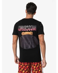 schwarzes bedrucktes T-Shirt mit einem Rundhalsausschnitt von Moschino