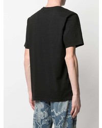 schwarzes bedrucktes T-Shirt mit einem Rundhalsausschnitt von Stussy