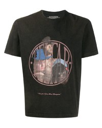 schwarzes bedrucktes T-Shirt mit einem Rundhalsausschnitt von Telfar