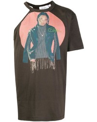 schwarzes bedrucktes T-Shirt mit einem Rundhalsausschnitt von Telfar