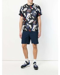 schwarzes bedrucktes T-Shirt mit einem Rundhalsausschnitt von MSGM