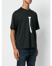 schwarzes bedrucktes T-Shirt mit einem Rundhalsausschnitt von Diesel Black Gold