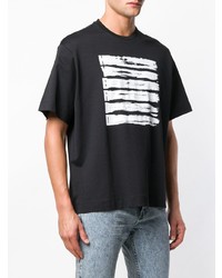 schwarzes bedrucktes T-Shirt mit einem Rundhalsausschnitt von Diesel Black Gold