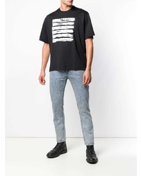 schwarzes bedrucktes T-Shirt mit einem Rundhalsausschnitt von Diesel Black Gold