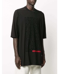 schwarzes bedrucktes T-Shirt mit einem Rundhalsausschnitt von Rick Owens DRKSHDW