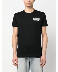 schwarzes bedrucktes T-Shirt mit einem Rundhalsausschnitt von Diesel