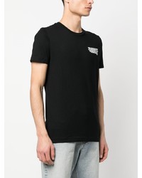 schwarzes bedrucktes T-Shirt mit einem Rundhalsausschnitt von Diesel