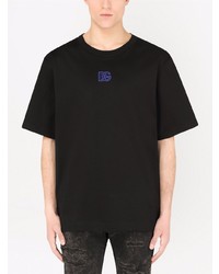 schwarzes bedrucktes T-Shirt mit einem Rundhalsausschnitt von Dolce & Gabbana