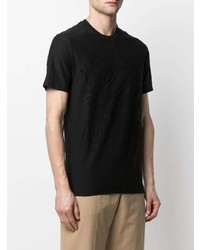 schwarzes bedrucktes T-Shirt mit einem Rundhalsausschnitt von Ermenegildo Zegna