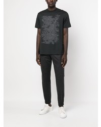 schwarzes bedrucktes T-Shirt mit einem Rundhalsausschnitt von Zegna