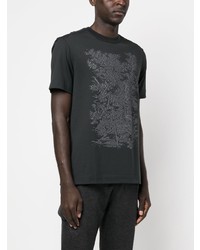 schwarzes bedrucktes T-Shirt mit einem Rundhalsausschnitt von Zegna