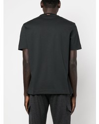 schwarzes bedrucktes T-Shirt mit einem Rundhalsausschnitt von Zegna