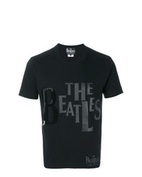 schwarzes bedrucktes T-Shirt mit einem Rundhalsausschnitt von The Beatles X Comme Des Garçons