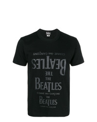 schwarzes bedrucktes T-Shirt mit einem Rundhalsausschnitt von The Beatles X Comme Des Garçons