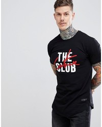 schwarzes bedrucktes T-Shirt mit einem Rundhalsausschnitt von The Couture Club
