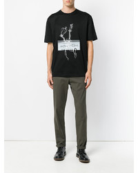 schwarzes bedrucktes T-Shirt mit einem Rundhalsausschnitt von Lanvin